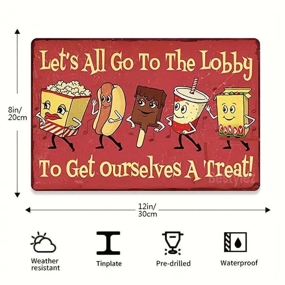 Movie Theater Let's All Go To The Lobby Novelty Metal Sign 8" x 12"Wall Art Home & Garden:Home Décor:Plaques & Signs Style Your Walls